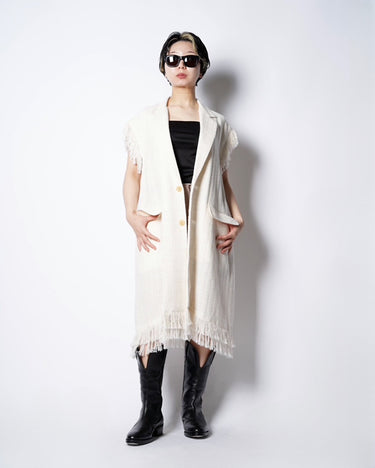 【08sircus】<br>Summer tweed<br>sleeveless<br>long jacket