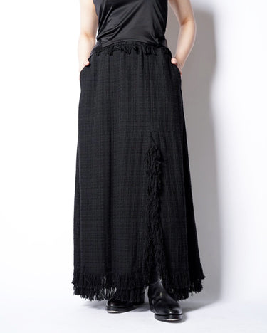 【08sircus】<br>Summer tweed<br>long slit<br>fringe skirt