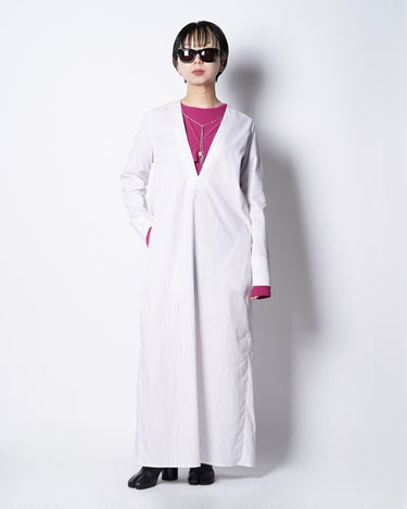 【KOTONA】<br>STRIPE V NECK DRESS