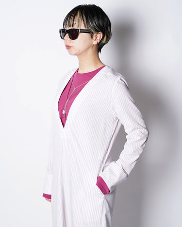【KOTONA】<br>STRIPE V NECK DRESS