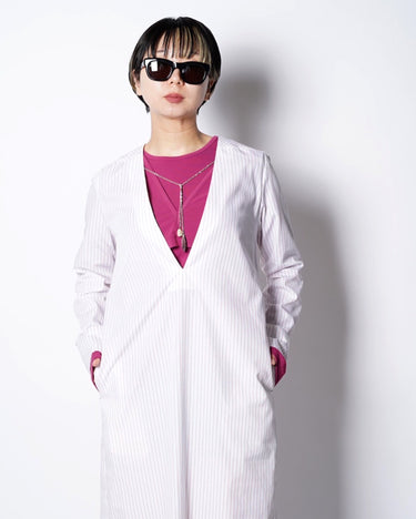 【KOTONA】<br>STRIPE V NECK DRESS