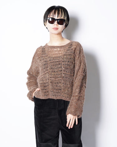 【KOTONA】<br>ブロックメッシュ<br>ハンドメイドニット