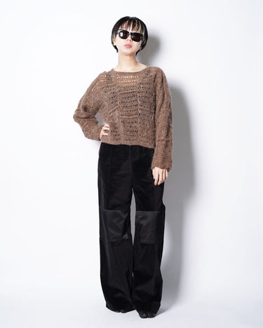 【KOTONA】<br>ブロックメッシュ<br>ハンドメイドニット