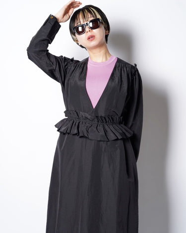 【KOTONA】<br>FRILL V NECK DRESS