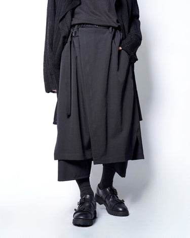 【Yohji Yamamoto POUR HOMME】<br>WOOL GABARDINE STANDARD WRAP PANTS