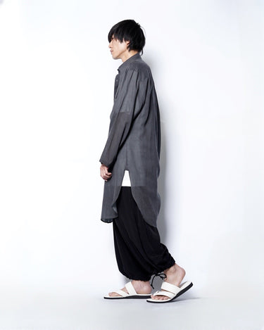 【Yohji Yamamoto POUR HOMME】<br>PIGMENT COATING WASH ASYMMETRIC LONG BLOUSE