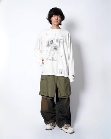[Maison MIHARA YASUHIRO]<br>EMBELLISHED DISTRESSED LONG SLEEVES TEE