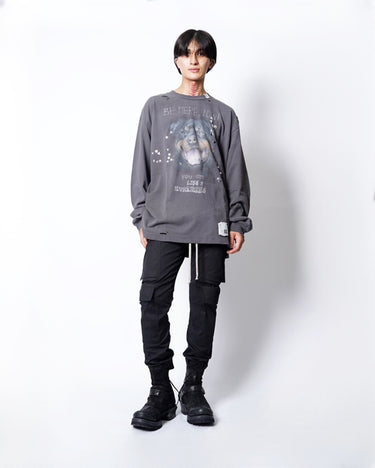 [Maison MIHARA YASUHIRO]<br>EMBELLISHED DISTRESSED LONG SLEEVES TEE
