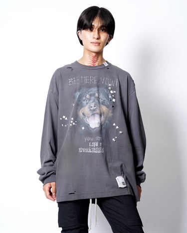 [Maison MIHARA YASUHIRO]<br>EMBELLISHED DISTRESSED LONG SLEEVES TEE