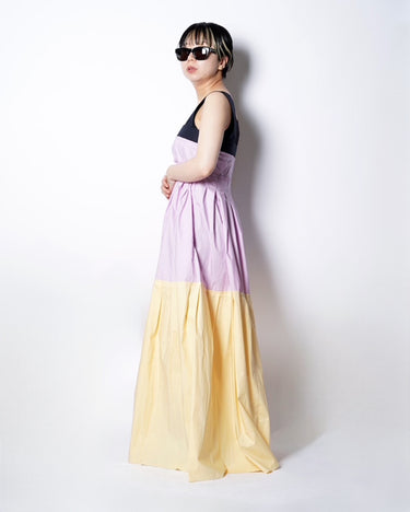 [Plan C]<br>Color Block<br>Long Camisole Dress