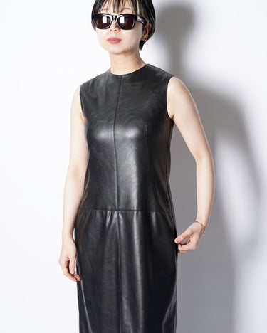 【TARO HORIUCHI】<BR>SLEEVLESS LEATHER DRESS