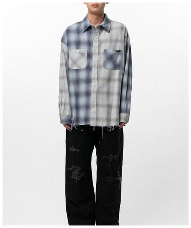 【KAMIYA】<br>Repaired Crazy Check Shirt