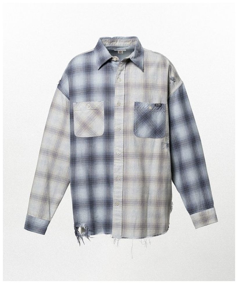 KAMIYA】Repaired Crazy Check Shirt- Amanojak.