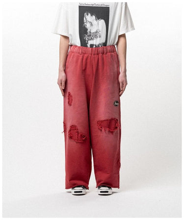 【KAMIYA】<br>Repaired Name Patch Wide Sweat Pants