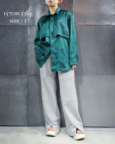 【08sircus】<br>ビンテージサテン<br>ハーフトーン<br>レイヤードシャツ