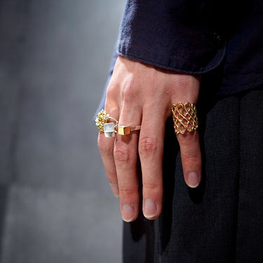 [Garden of Eden]<br> Silver & 9k <br>Chain design ring